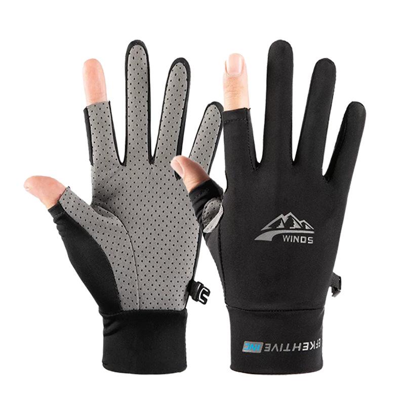 Outdoor Men's and Women's Cycling Gloves Slip Proof Wear Resistant Sun Proof and Ultraviolet Proof Thin Touch Screen Breathable Ice Silk Gloves.