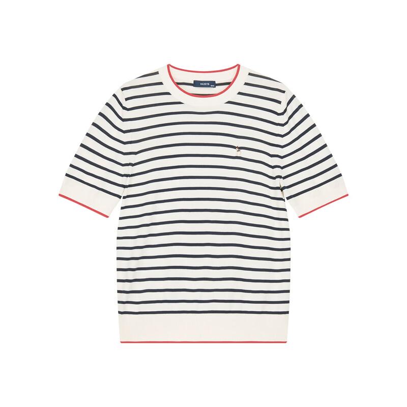 HAZZYS Women's Striped Color-Block Short Sleeve Knit Top