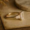 Emerald Cut Cubic Zirconia Engagement Ring with Baguette CZ Accents – Yellow Gold Plated 925 Sterling Silver Bridal Wedding Jewelry Gift for Her