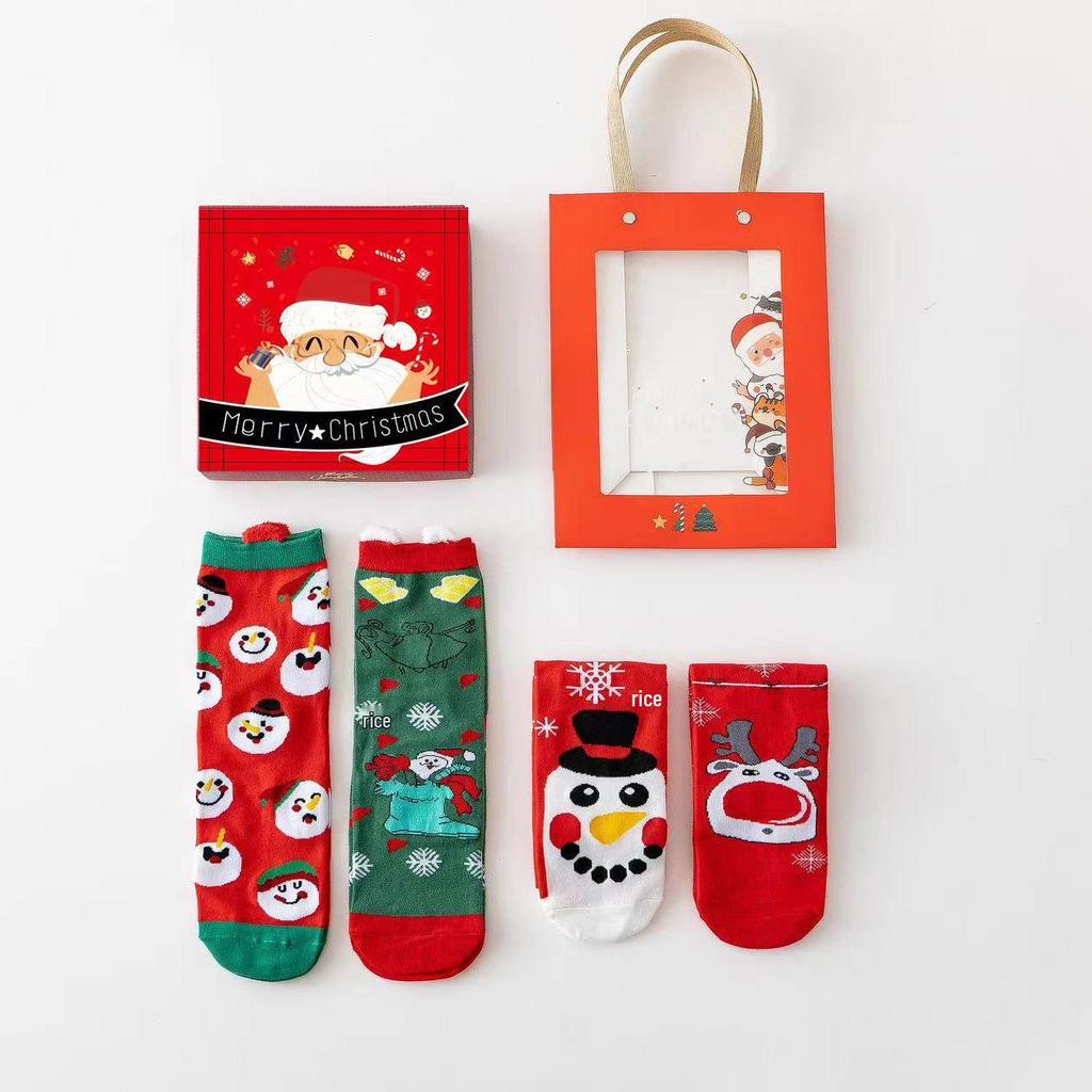 3D Cartoon Christmas Stocking Gift Set: Cute Mid-tube Women’s Socks for Autumn & Winter