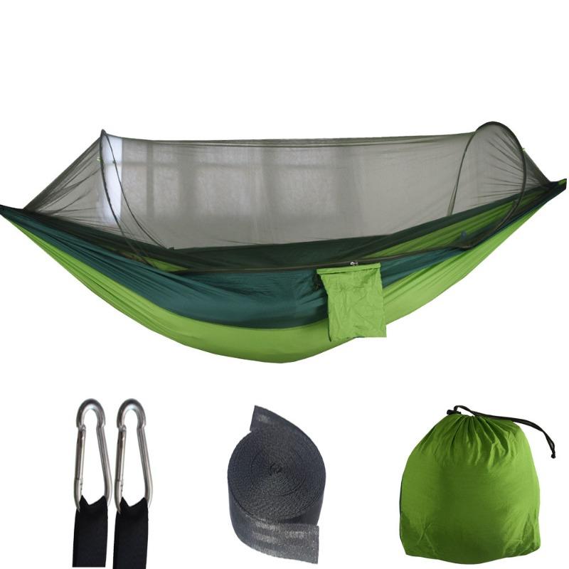 Automatisches Pop-Up Moskitonetz Hängematte für Camping Insektenschutz Leichtgewicht Fallschirm-Nylon Doppelbett Outdoor Reise
