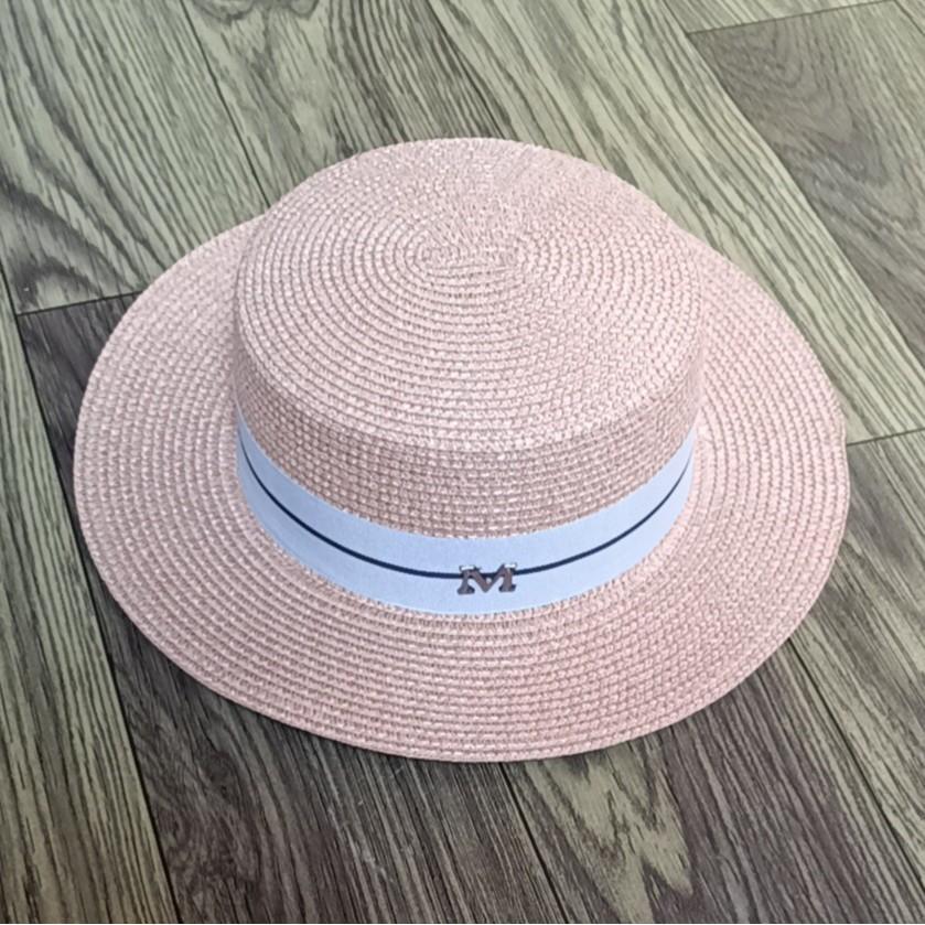 Hat Women's Summer British Flat Top Hat Seaside Shade Sun Protection Beach Straw Hat Fashion Flat Brim Casual Hat