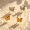 Gold-Plated Frosted Butterfly Stud Earrings - Simple, Trendy, and Exquisite Stainless Steel Ear Jewelry