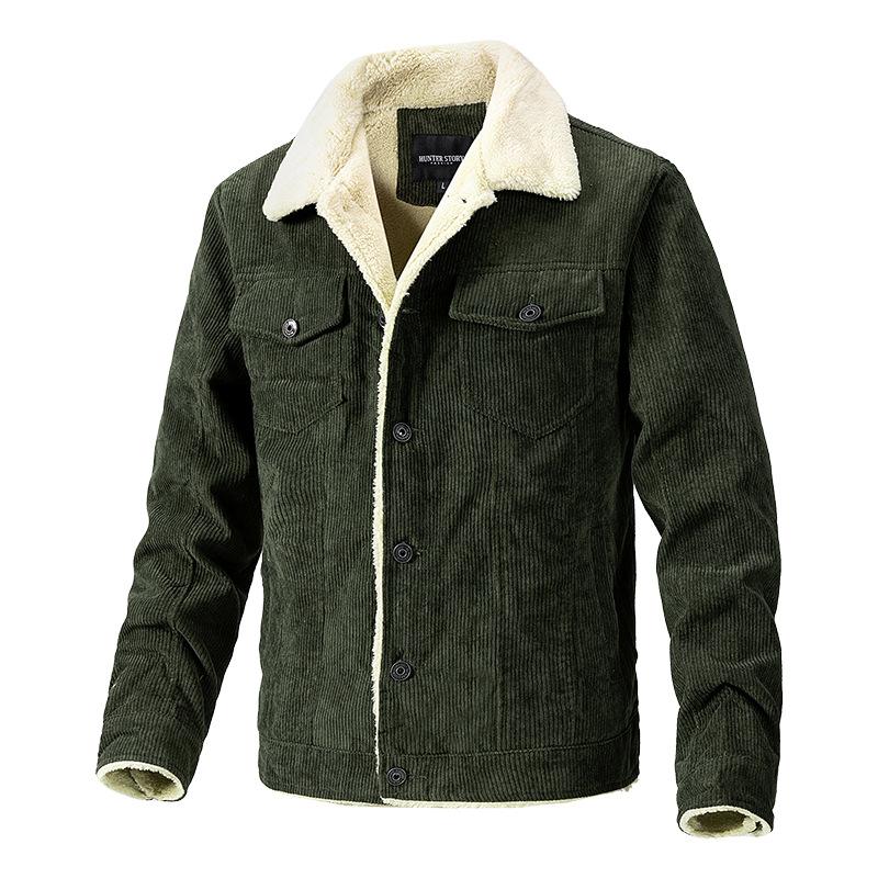 Winter Fur Mens Jacket Corduroy Tops Mens Clothes Plus Velvet Jacket Mens Padded Coat Jackets for Men Heated Jacket Plus Size Clothes