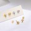 S925 Sterling Silver Asymmetrical Colorful Zircon Cross Screw Earrings for Women Simple Fashionable Earrings
