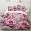 Floral Butterfly Duvet Cover Set, Watercolor Rose Flower Bedding Set, Soft Microfiber Quilt Cover Pillowcases