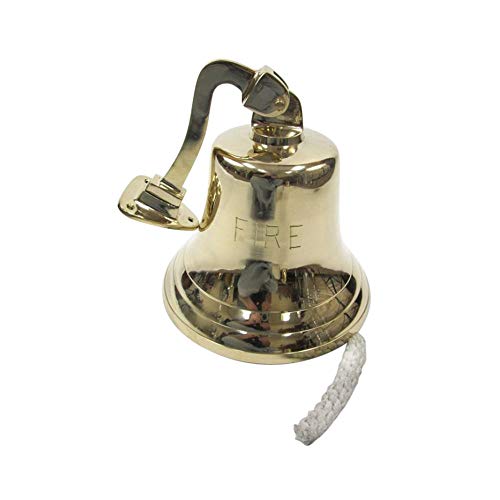 Solid Brass Ships Bracket Bell, Jumbo Engraved FIRE - Nautical Decor NC-98ZQ-M0CM
