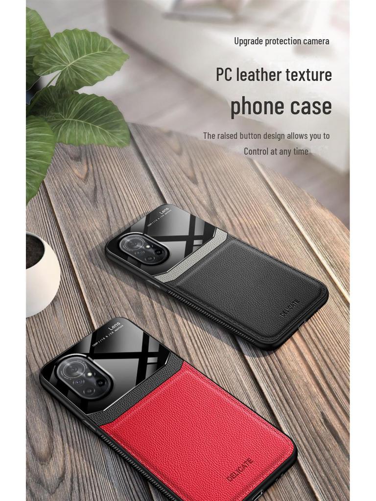 Ochranný kryt s koženou texturou pro Huawei Honor V40 Light Luxury Edition - měkký silikon, plný okraj, ochrana objektivu 5G