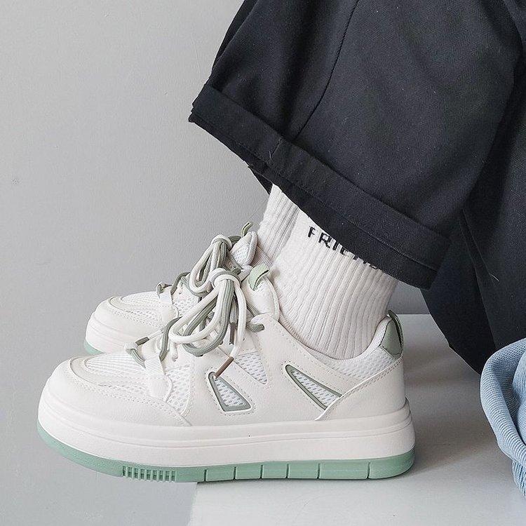 

Кеды женские 2025 весна новые резиновые на платформе с мягкой подошвой женские туфли в цветовой гамме маленькие свежие зеленые повседневные спортивные белые туфли 40