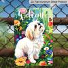 2D Flat Aluminum Plaque, Welcome Dog with Flowers Sign, 8x12 Inch, Pet Lover Home Decor, Vibrant Floral Porch Wall Art