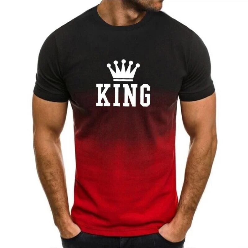 T-shirty w stylu vintage dla mężczyzn list KING Top z nadrukiem graficzny T Shirt ponadgabarytowy O-Neck z krótkim rękawem moda Streetwear odzież męska