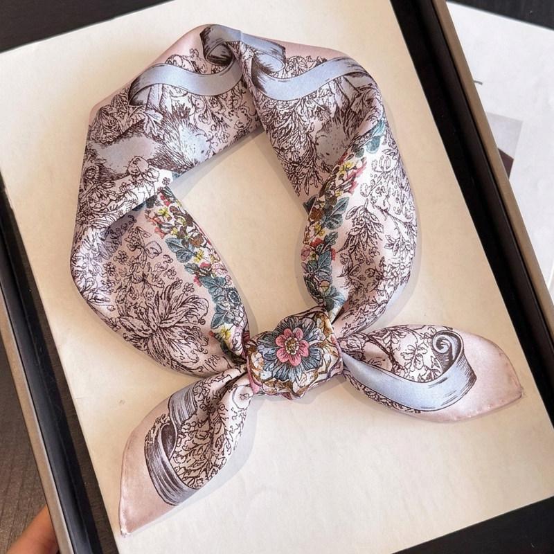 British style spring autumn winter men's and women's silk small square scarf plaid brown small silk scarf mulberry silk scarf