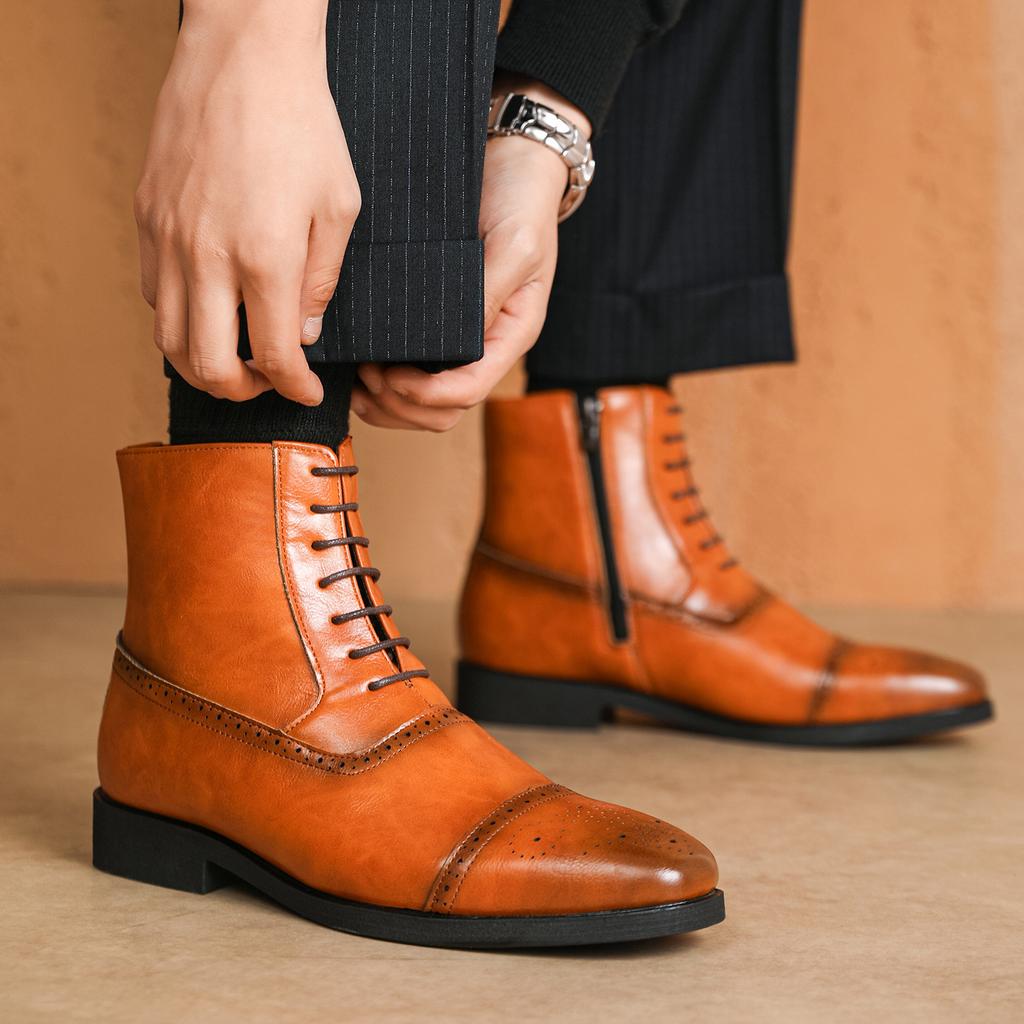Luksusowe męskie buty Retro Oksfordy Skórzane buty dla mężczyzn Biznesowe botki Wysokiej jakości męskie buty Chelsea Buty Brogue Rozmiar 39-47