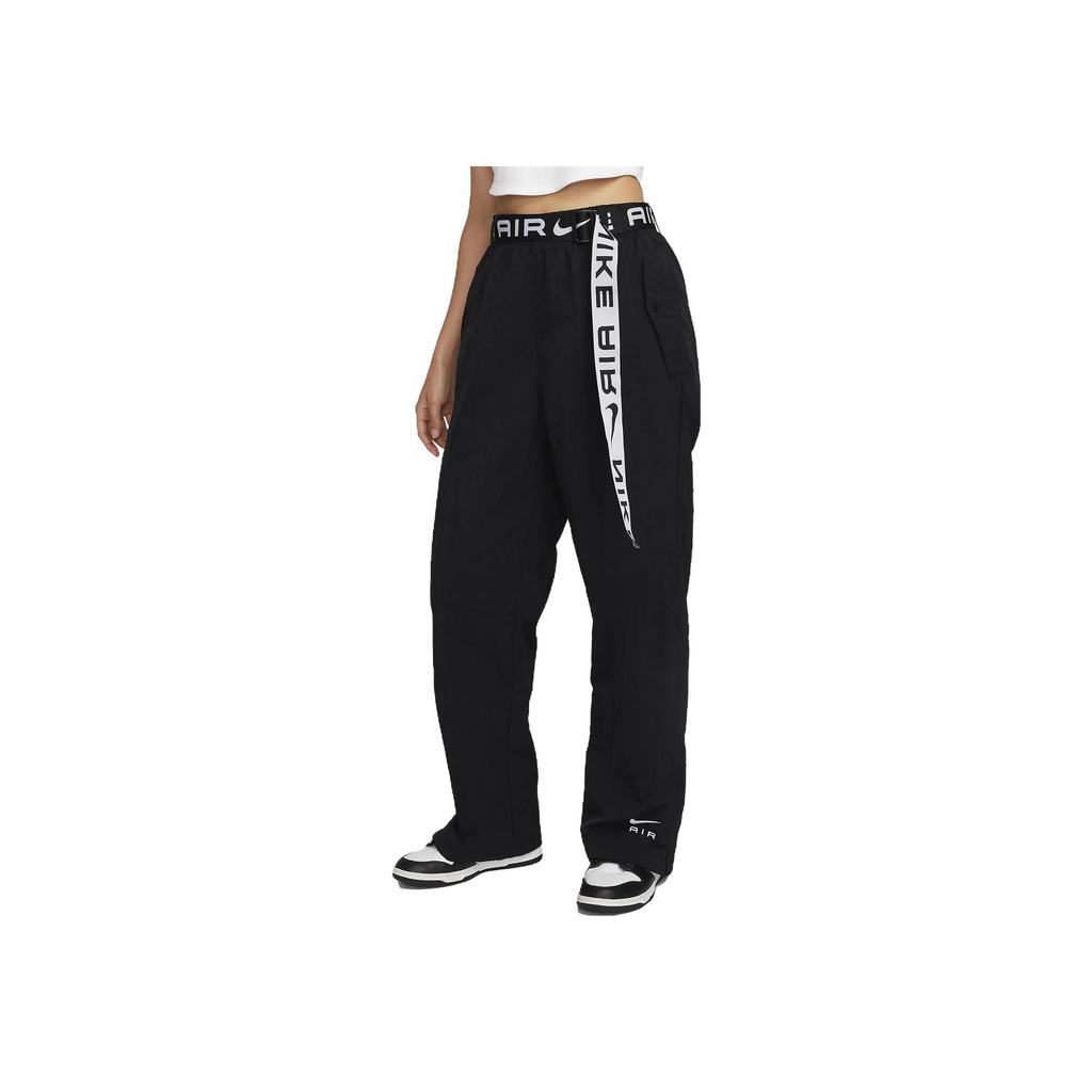 Nike Pantaloni Drepți Casual cu Șireturi Largi Femei Partea de Jos Negru FB8085-010