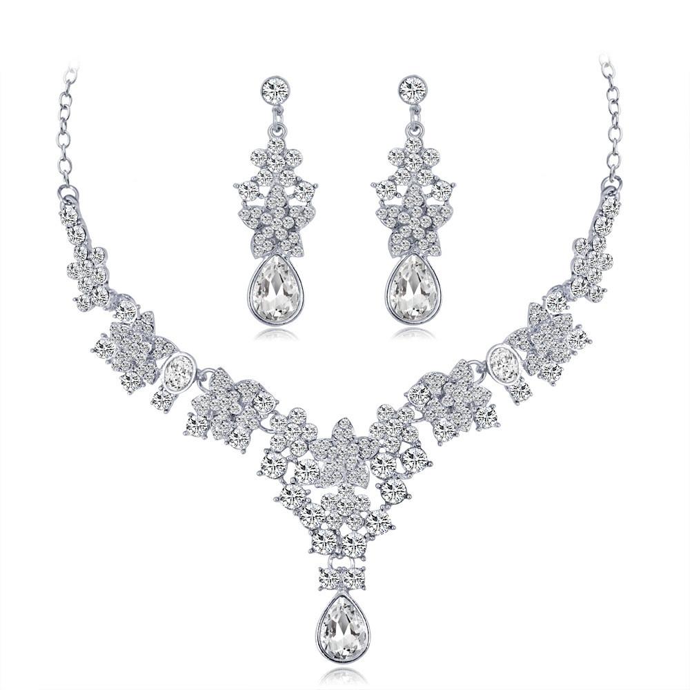 

Alloy Star Necklace And Earrings Set With Rhinestone Accents For Women срібний