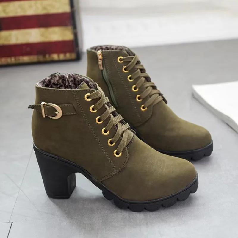 Autumn High-top Women's High Heels Fashion Comfortable Thick-heeled Women Boots Simple Womens Party Casual Shoes  Trends