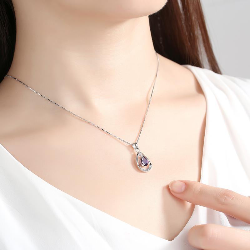 925 Sterling Silver Angel's Tears Necklace - Stylish Korean Pendant, Fashionable Silver Jewelry, Beautiful Gift