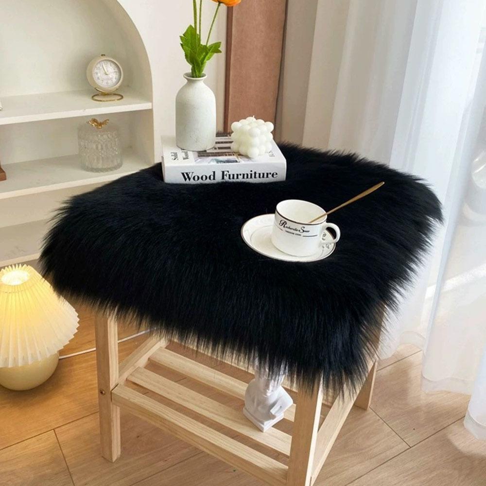 

45*45cm Display Dressing Table Mat Fluffy Shaggy Fur Rugs Sofa Pillow Cushion Seat Cushion Pad чёрный