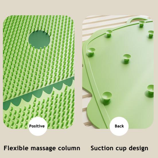 Yousheng Foot Rub Mat Dinosaur Shape Deep Cleaning Anti-Slip Suction Cup Foot Fatigue Mat Bathroom Decor Foot Care Helper