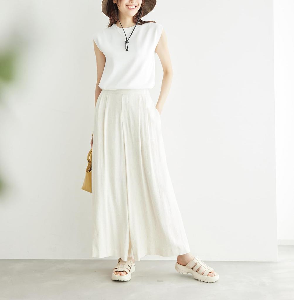 ROPE PICNIC Rayon Linen Blend Easy Wide Beige 38 Pants, (28)