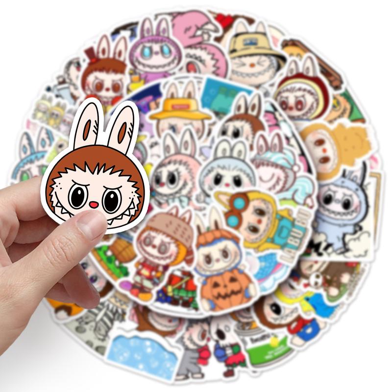

50 Pieces Of Labubu Cute Cartoon Rabbit Elf Sky Group Waterproof Decoration Stickers For Mobile Phones And Computers