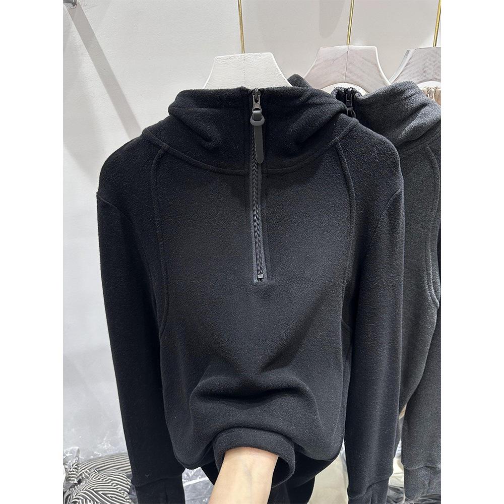 270g Thickened Korean Style Hooded Brushed Base Layer Shirt for Women - Autumn/Winter 2025