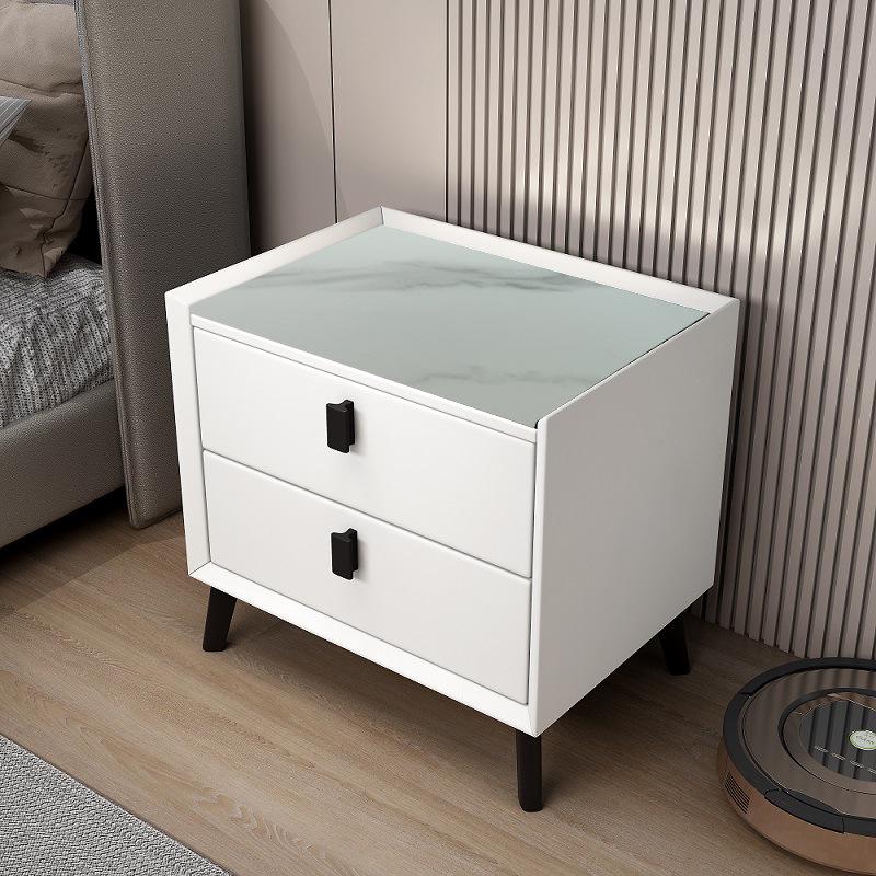 Smart Minimalist Bedside Table: Dual Drawers, Wireless Charging, Light, Bluetooth Speaker