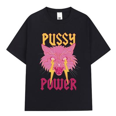 Pussy Power Funny Cat Meme T Shirt Fashion Vintage Harajuku Short Sleeve T-shirt Unisex Unisex Casual Cotton Oversized T Shirts Tops