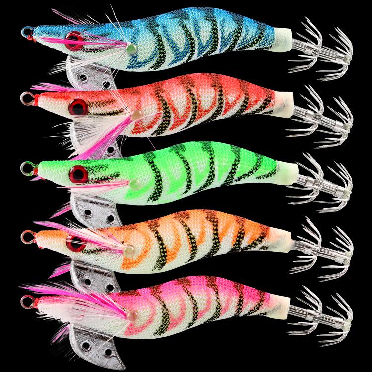 Plastic Hard Bait Shrimp Set Lure Fishing Supplies Fishing Gear Bait 2.0 Squid Hook Luminous Shrimp Fishing Gear Bait
