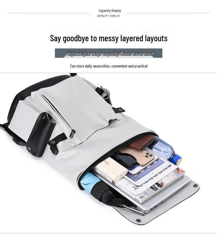 Men's Large Capacity Travel & Laptop Backpack - Trendy Fashion PU for Business & School
