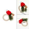 6pcs Handmade Christmas Hat Napkin Rings Wood Napkin Buckle Party Supplies Napkins Holder  Hotel