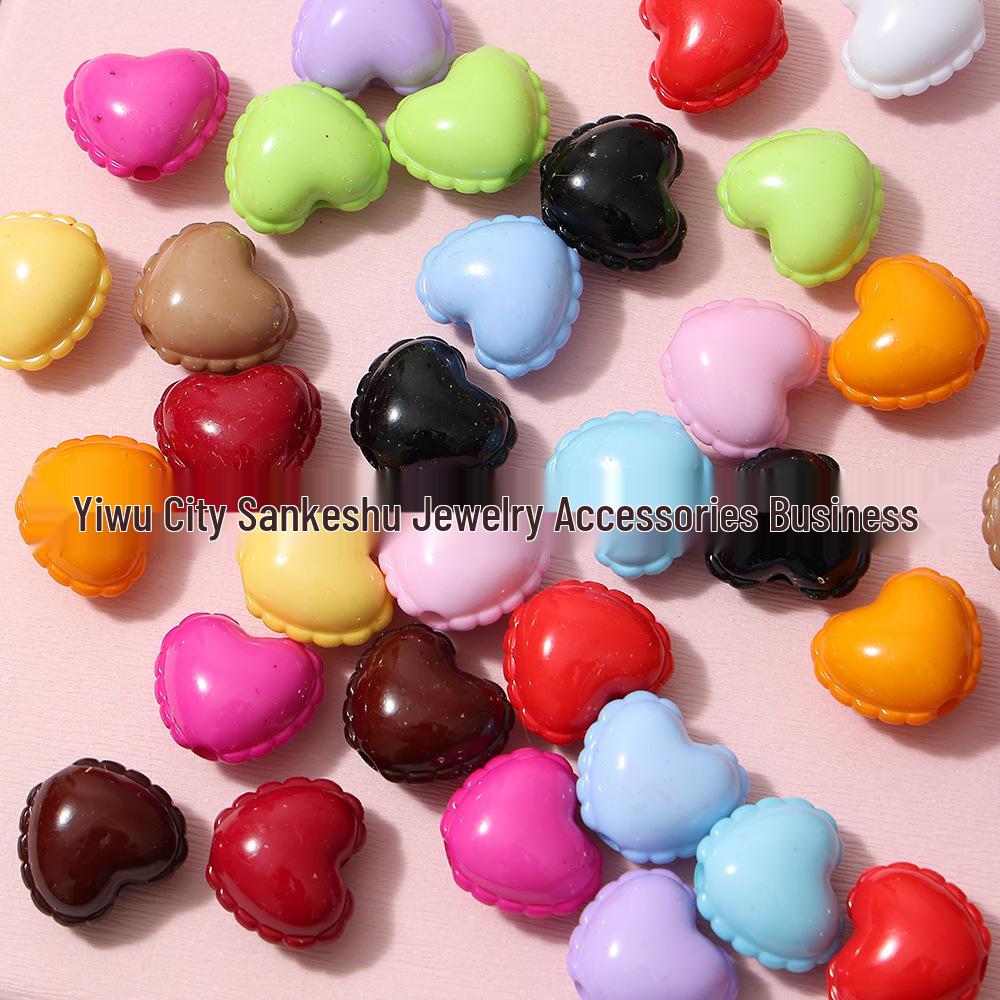 Acrylic Peach Heart Skirt Trim: Glossy Beaded Phone Charm