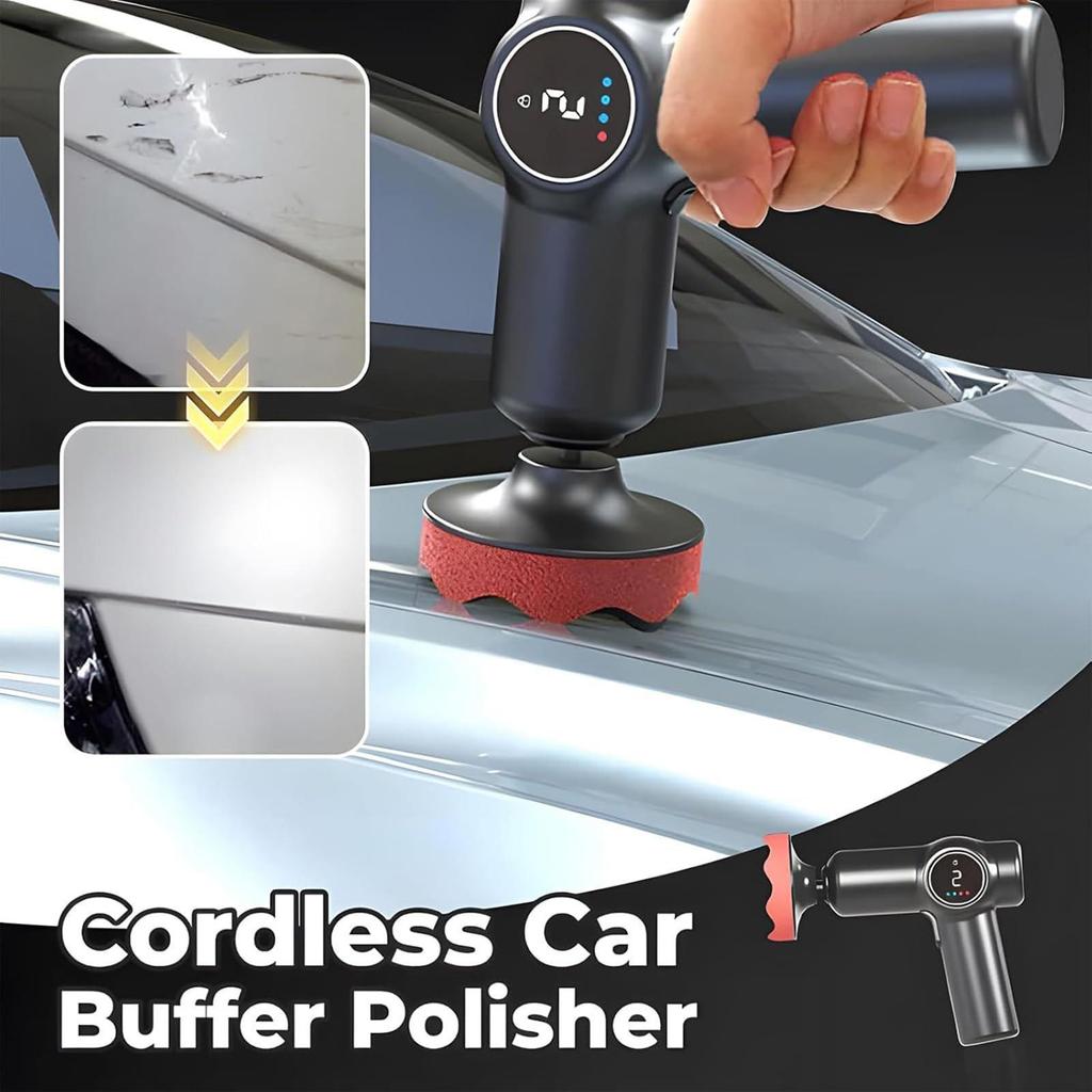 Car Buffer Polisher Portable Car Polishing Machine Cordless 2-Speed Polisher for Detailing Metal Furniture Glass Truck RV