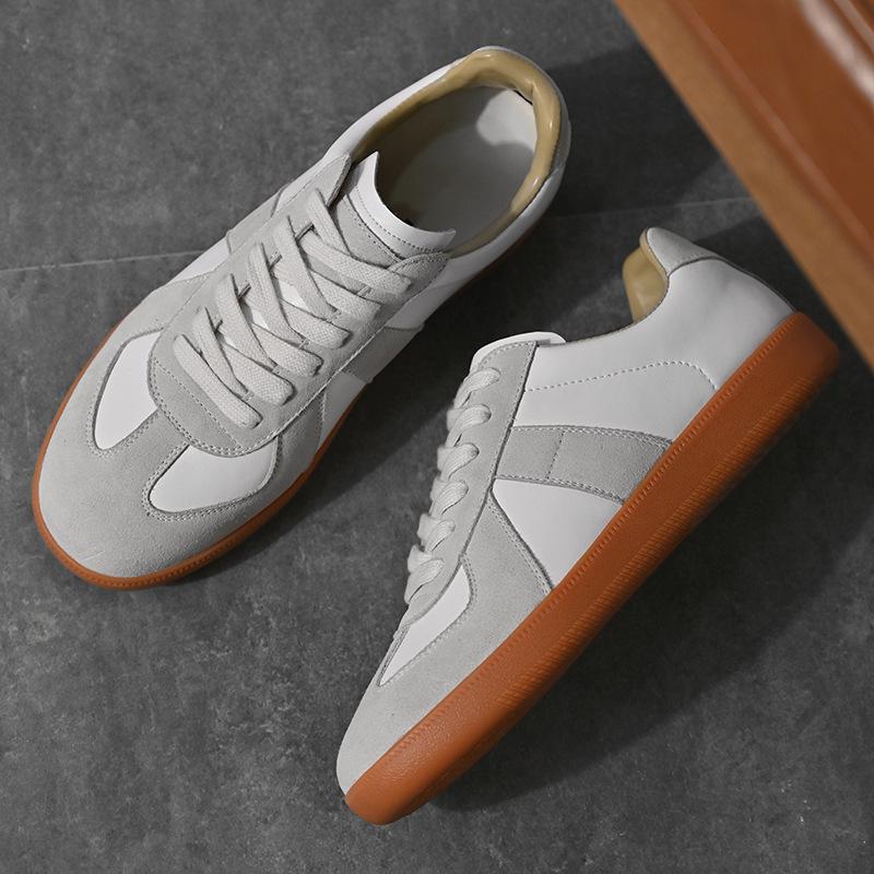 Cowhide White Shoes, Men's Sports and Leisure Leather Shoes, Flat-bottomed German Training Shoes Men's Shoes Trendy Forrest Gump Shoes Men