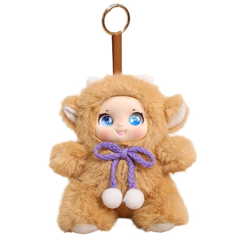 

Fashionable Plush Doll Keychain In Sitting Pose 16cm Long Fashion Backpack Charm For Personalizing Keys And Bags светло-коричневого