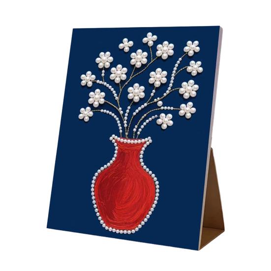 Faux Pearl Art DIY Kit 3D Butterfly Landscape Mosaic Stress Relief Craft for Adults Teens Pre-Printed Canvas with Glitter Resin