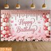1pc Pink Rose Birthday Background Banner Suitable for Birthday Celebrations Photography Backdrop Anniversary