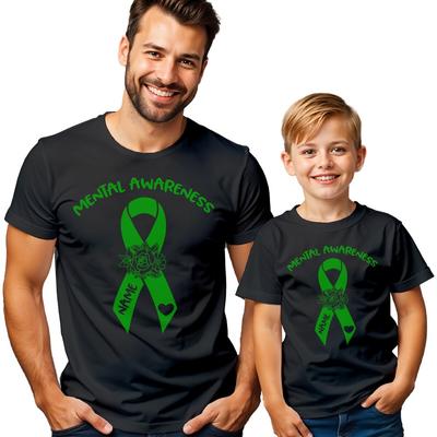 Personalised MensRibbon Mental Health Awareness T-Shirt Tee Anxiety 1#MHA