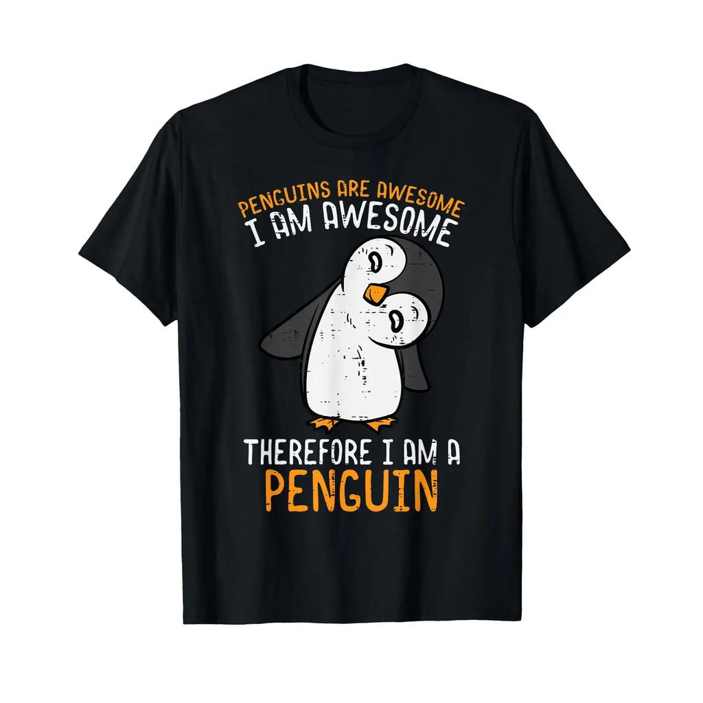 Penguins Are Awesome Therefore Boys Girls Kids T Shirt Vintage Unisex Graphic Slightly Fashion Casual Versatile