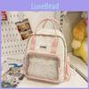 Fashionable Star Patterned Student Backpack With Transparent Compartment For Daily Use