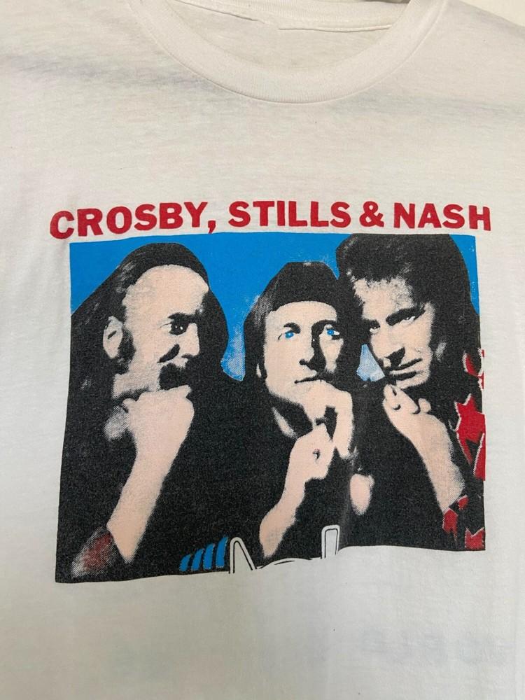 Vtg Crosby Stills Nash and Young World Tour Cotton White Unisex Shirt Unisex T-Shirt XXXL