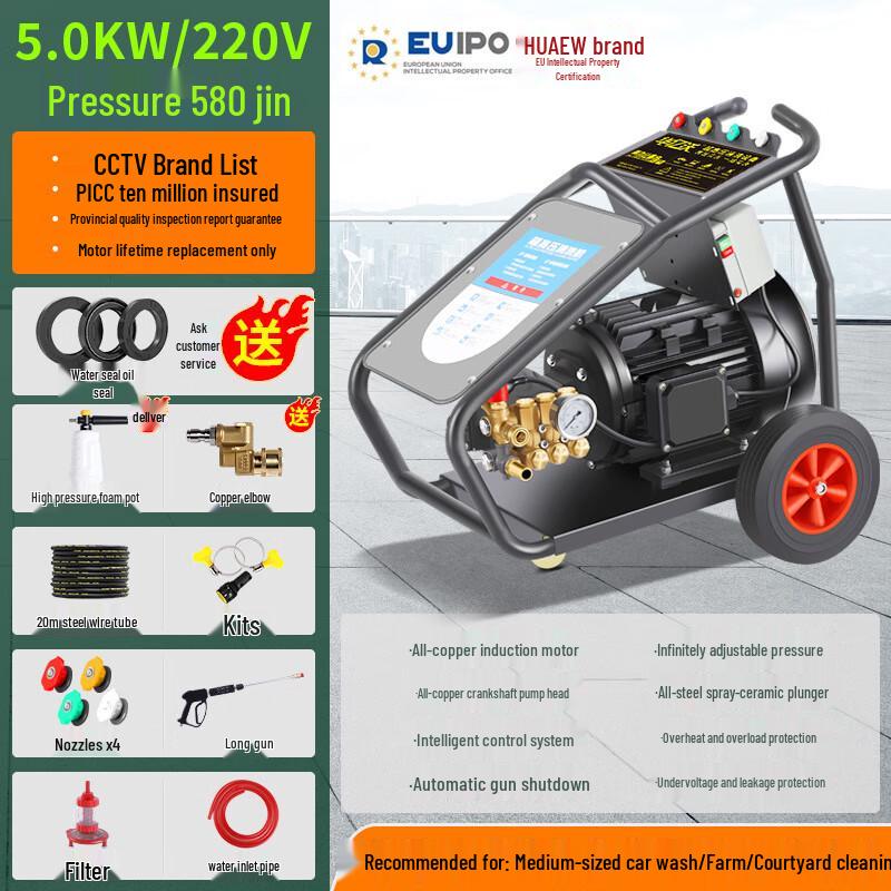 Huayiwo Industrial High-Pressure Washer EW Pump 220V CN plug (adapter included)