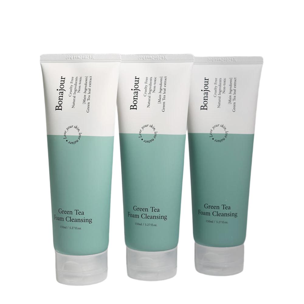 Bonajour Green Tea Foam Cleansing 150ml x 3 Triple Set Deep Pore Clearing Soothing Face Wash K-Beauty