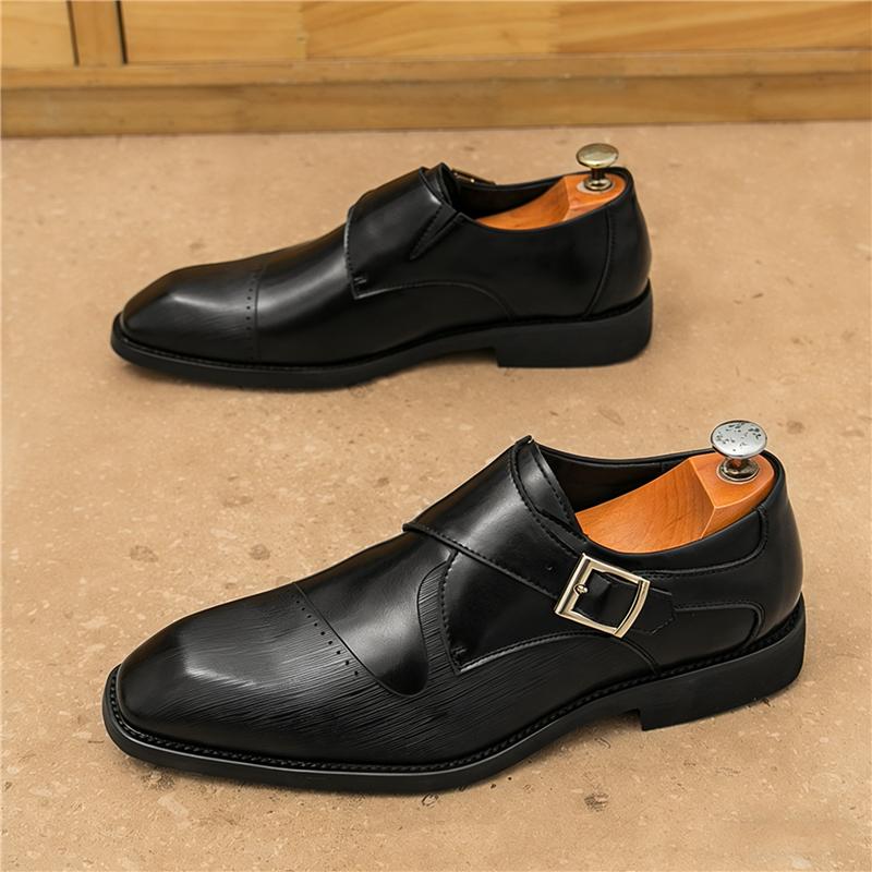 Britain Gentleman Pointed Business Leather Shoes For Men Monk Strap Loafers Designer Formal Wedding Dress Homecoming Footwear