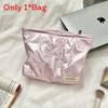 Pu Heart Handheld Makeup Bag With Geometric Pattern For Daily Use