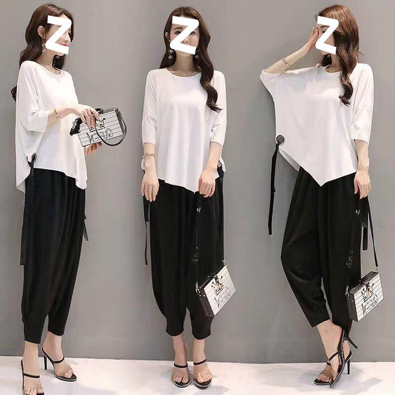 Korean Style Loose Slimming Fashionable Carrot Pants Two-piece Wide-leg Pants Western Style Suit for Women in Summer