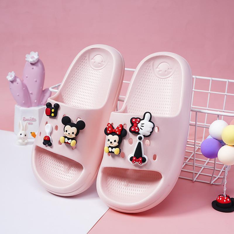 Adorable Cartoon Mickey Summer Indoor Slippers For Girls With Slip-resistant Eva Sole