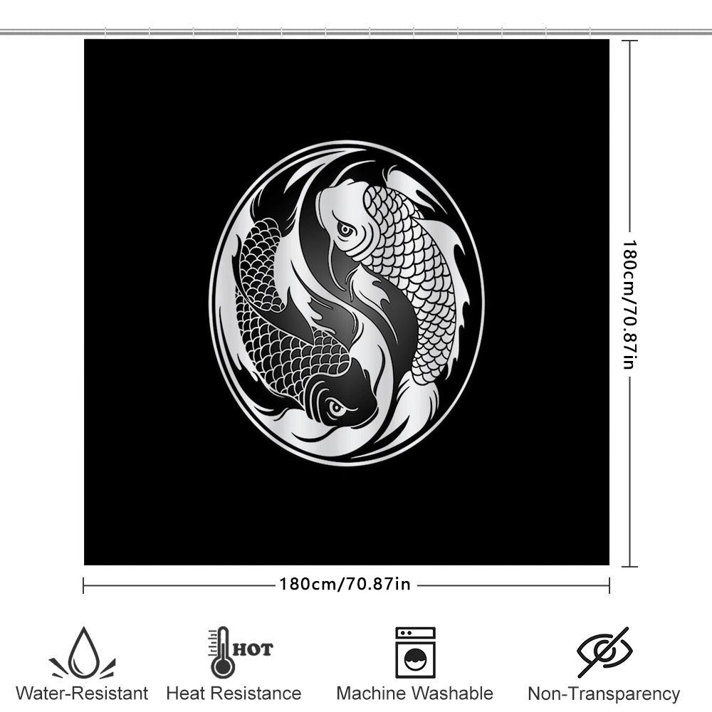 Unframed Japanese Koi Fish Shower Curtain Set Waterproof Modern Abstract Art Bathroom Decor Washable Fabric Liner