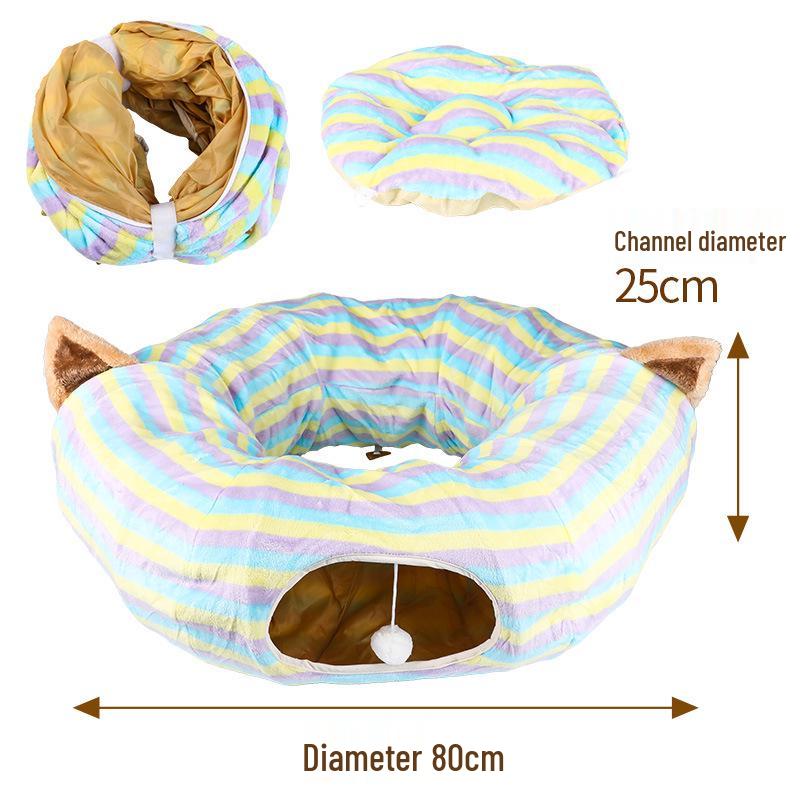 Foldable Crinkle Paper Cat Tunnel Toy - Self-Play & Teasing Activity for Cats