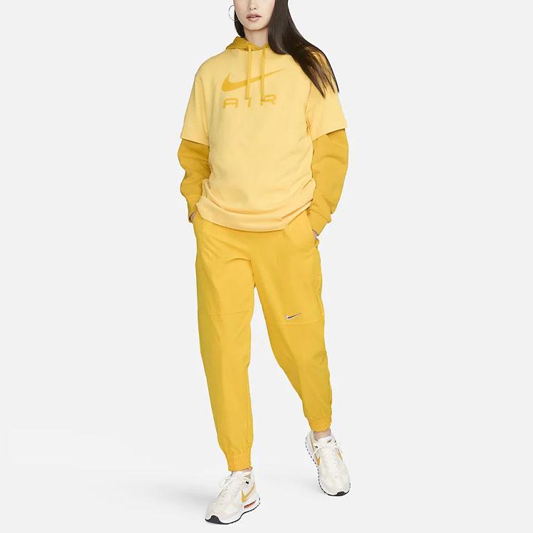 New Nike Air Women's Logo Letter Print Crewneck T-Shirt Yellow DX7919-795